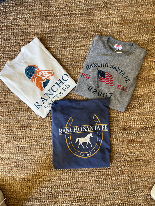 Rancho Santa Fe Gray American Flag Short Sleeve t-shirt by Standard Rec